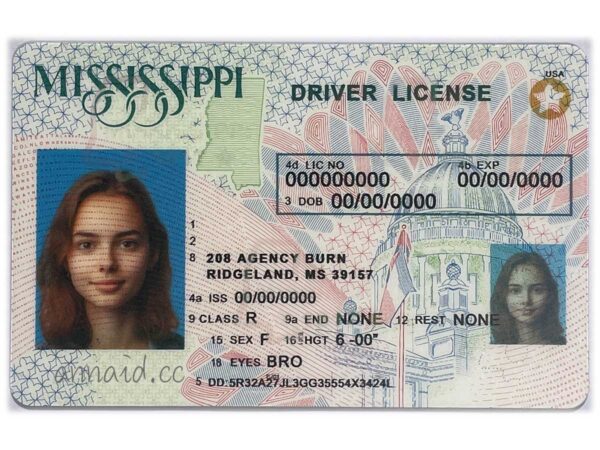 Mississippi fake driver license