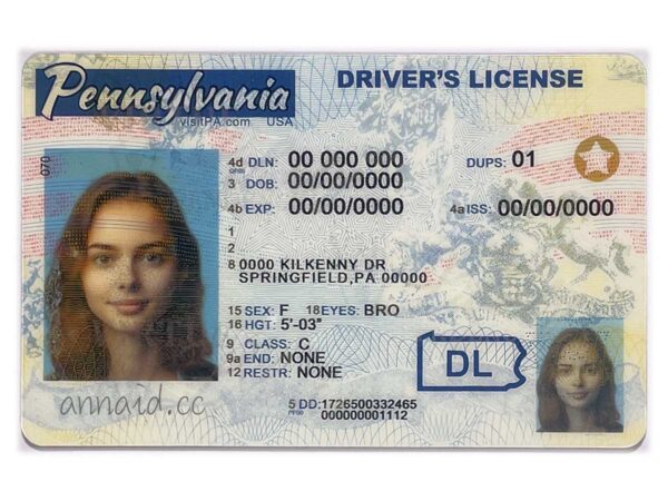 Pennsylvania fake driver license