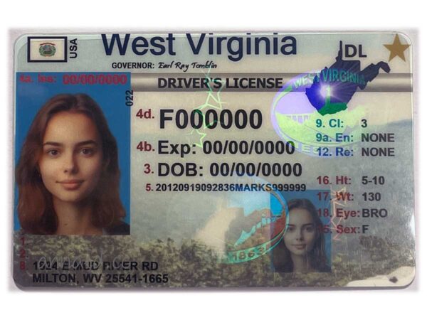 West Virginia fake driver license